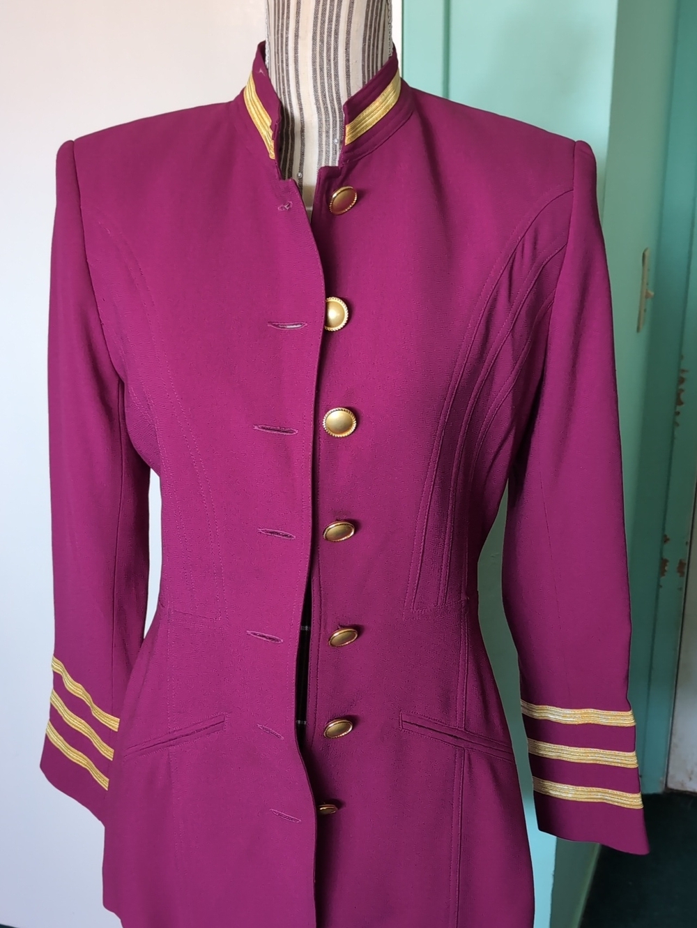 Alberto Makali Fuchsia Vintage 80's Blazer with Gold Trim